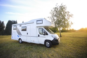 rv parked on the grass